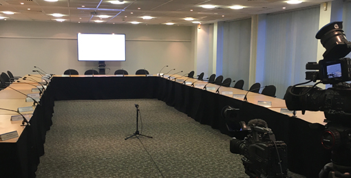 Board Room set up for Public Board Meeting